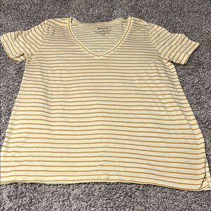 Women's Striped V-Neck Top - Yellow